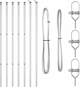 vidaXL Kerítésoszlop 7 pcs Ezüst Acél