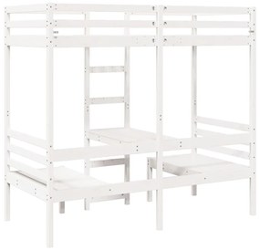 fehér fenyő galériaágy-keret asztallal és székekkel 90 x 175 cm