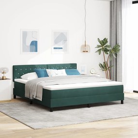 Boxspring Ágy Matrac &amp; LED Sötét Zöld 180x200 cm Bársonyos