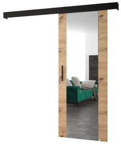 Tolóajtó 90 cm Sharlene II (artisan tölgy + matt fekete + fekete) (tükörrel). Akció -6%. 1043630