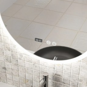 Erga Deam, kerek LED-es tükör 50cm, 3 színű fény, első világítás, páramentesítő fűtőbetét, ERG-V01-Deam-5050-CL
