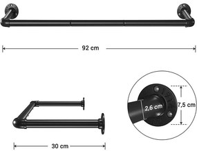 Falra szerelhető ruhatartó sín, akasztó, fekete