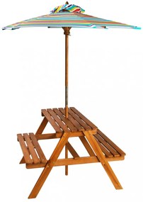 tömör akácfa gyermek piknikasztal napernyővel 79x90x60 cm