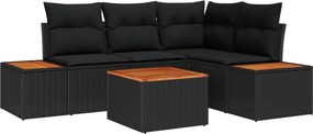 vidaXL Kerti Kanapé Szett párnával tárolóval 4 pcs Fekete Polyrattan