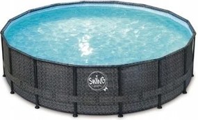 Elite keretes medencehinta 4,88 x 1,22 m sötét rattan