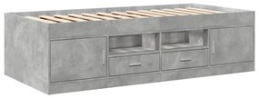 betonszürke kanapéágy fiókkal matrac nélkül 90x190 cm