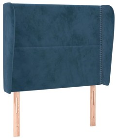 sötétkék bársony fejtámla szárnyakkal 83 x 23 x 118/128 cm