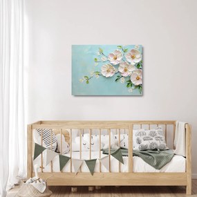 Üveg kép - Virágok kék háttéren (70x50 cm)
