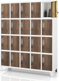 BHP szociális szekrény rekeszekkel, fehér / dió, 1360x1720x450 mm: ROBERT Eco Design