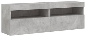 2 db betonszürke fali TV-szekrény LED-del 60x30x40 cm