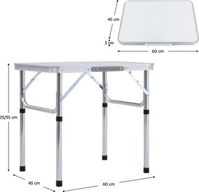 Összecsukható kempingasztal, 60 cm, alumínium/MDF, KEPI TYP 2