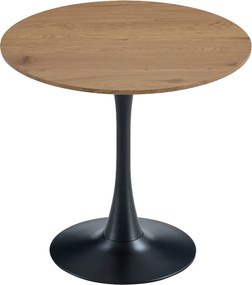 Étkezőasztal, tölgy/fekete, átmérő 80 cm, REVENTON NEW