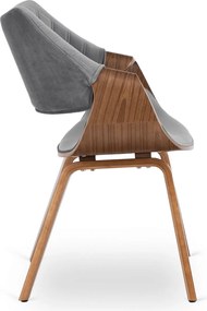 LUISE bársony szék szürke / dió színben