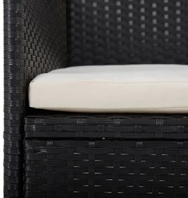 3 részes fekete polyrattan és üveg kerti étkezőgarnitúra