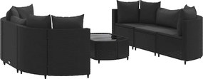 vidaXL 7 részes fekete polyrattan kerti ülőgarnitúra párnával