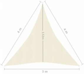 krémszínű HDPE napvitorla 160 g/m² 3 x 4 x 4 m