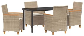 vidaXL Kert étkező szett 5 pcs Bézs polirattan