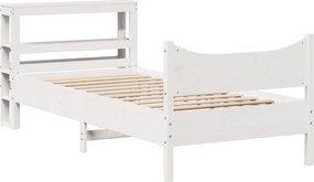 vidaXL fehér tömör fenyőfa ágykeret fejtámlával 75 x 190 cm