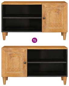 TV szekrény ajtóval Világosbarna 80 x 33 x 46 cm tömör mangófa