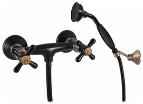 RAV Slezák MK180.5/2CMATSM - Zuhanyszett csapteleppel MORAVA RETRO fekete/sárgaréz