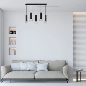 Csillár zsinóron DANTE 5xGU10/25W/230V fekete/fényes króm