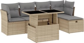 vidaXL 6 részes bézs polyrattan kerti ülőgarnitúra párnával