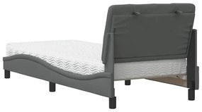 sötétszürke szövet ágy matraccal 90x190 cm