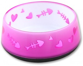 Műanyag etetőtál macskáknak rózsaszín LOVE BOWL
