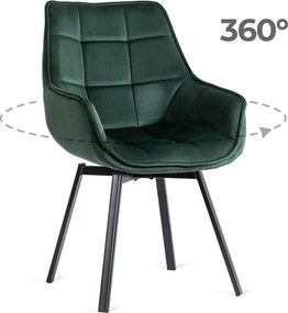 Forgószék zöld bársony kárpittal – LUNA