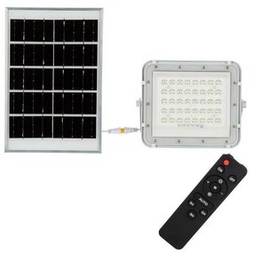 V-Tac LED Kültéri napalemes reflektor LED/10W/3,2V IP65 6400K fehér + távirányító VT1363