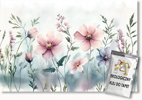 Fotótapéta Flizelina Akvarell Kert Rét Színes Virágok 150x105 ragasztó