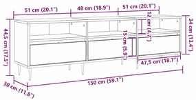vidaXL TV szekrény Artisan tölgy 150 x 30 x 45 cm Faanyag