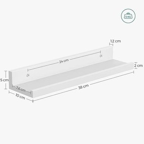 Falipolc 3 db-os szett, lebegő polc képkeretekhez, fehér