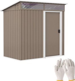 Outsunny Kerti Kültéri Tároló 1.9m² 195x122x182 cm Kültéri Kertitároló Megerősített Alapval (Padló NEM Tartozék) Csúszóajtós Ablakos Tároló Teraszra P