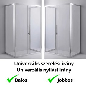 Stuxi Nizza 140x90 falsíkra szerelhető 3 oldalú tolóajtós zuhanykabin 6 mm vízlepergető biztonsági üveggel, króm elemekkel, 200 cm magas