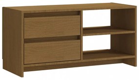 mézbarna tömör fenyőfa TV-szekrény 80 x 31 x 39 cm
