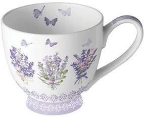 Levendulás porcelán bögre Lovely lavender white 450 ml