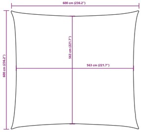 piros négyzet alakú oxford-szövet napvitorla 6 x 6 m