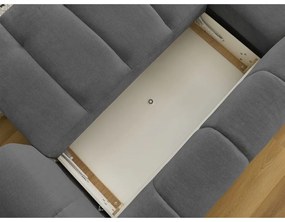 Sötétszürke kinyitható-tárolóhelyes sarokkanapé (bal oldali-heverő résszel) Fuji – Bobochic Paris