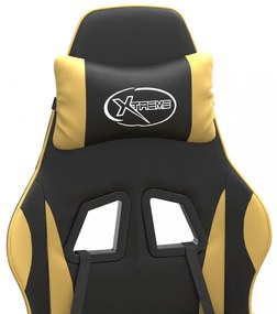 vidaXL fekete és aranyszínű műbőr forgó játékszék