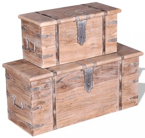 Kétrészes, tömör akácfa tárolóláda készlet