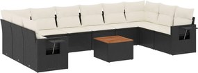 vidaXL 11 részes fekete polyrattan kerti ülőgarnitúra párnákkal