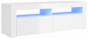 magasfényű fehér TV-szekrény LED lámpákkal 120 x 35 x 40 cm