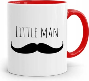 Piros Ajándék Bögre Little Man Fiának, fényképes nyomattal