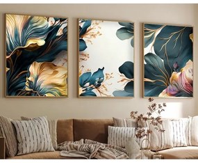 KÉSZLET 3x Kép képkeretben 50x70 cm növények