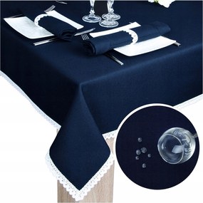 Abrosz Asztalra Csipkével Malaga 350x140 Abrosz Sötétkék Foltálló