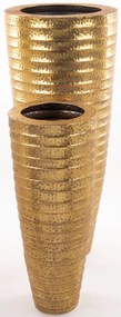Antik jellegű fém arany kerek nyakú 2db-os padlóváza szett 121x51x51 / 88x35x35cm