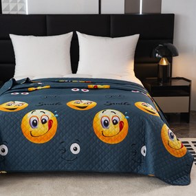 Ágytakaró EMOJI KINYÚJTOTT mintával szürke Méret: 170 x 210 cm