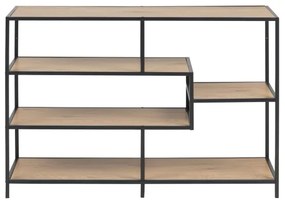 SARON könyvespolc, tölgy/fekete színben