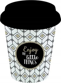 Utazó Porcelán Bögre Kicsi Élvezd az apró dolgokat Fedéllel